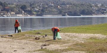 Lago San Roque: el municipio continúa con la limpieza de las costas