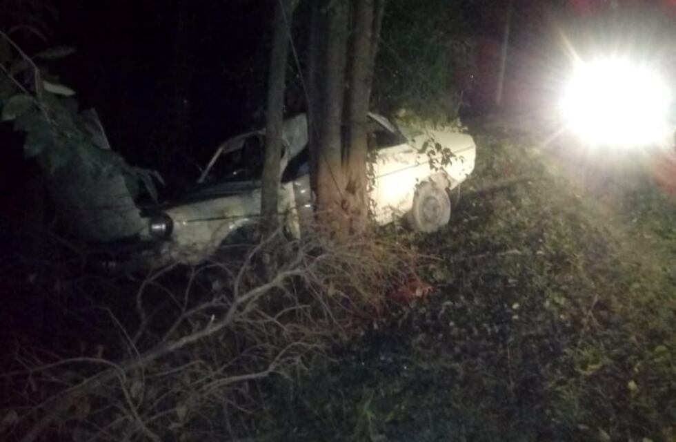 Villa La Bolsa: despistó y terminó entre los árboles