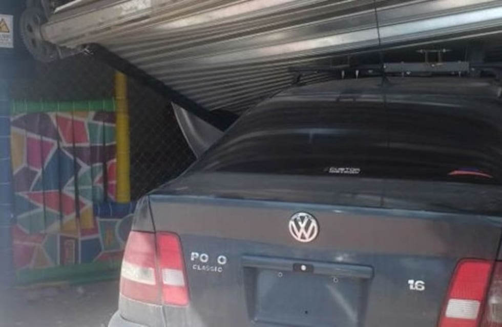 Un auto chocó y terminó adentro de un pelotero