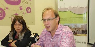 El ministro de Economía Gonzalo Saglione recorrió obras en El Trébol\u002E (@gonzalosaglione)