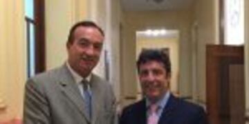 Gabriel Fidel, titular de ProMendoza y el embajador argentino en Brasil, Carlos Magariu00f1os.