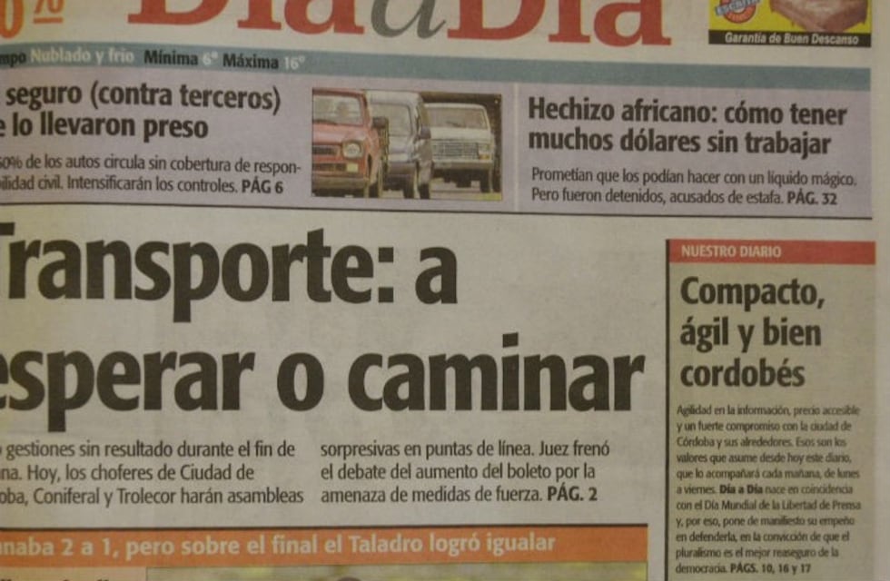 Últimas palabras de nuestro diario impreso Día a Día