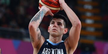XVIII Pan American Games - Lima 2019 - Basketball - Men's Preliminary Round - Dominican Republic vs Argentina - Coliseo Eduardo Dibos, Lima, Peru - August 1, 2019\u002E Argentina's Gabriel Deck takes a free throw\u002E REUTERS/Pilar Olivares