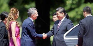 Argentina's President Mauricio Macri and first lady Juliana Awada welcome China's President Xi Jinping at presidential residence in Olivos, a northern suburb of Buenos Aires, Argentina, Sunday, Dec\u002E 2, 2018\u002E (AP Photo/Martin Mejia)