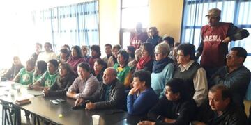 Conferencia de prensa del Frente Amplio Gremial en la sede de Luz y Fuerza