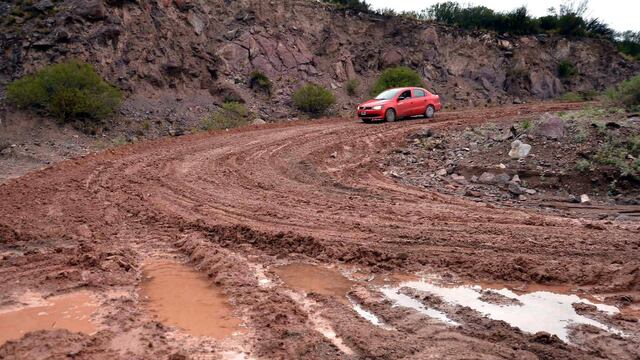 Ruta del Cañón del Atuel cerrada por lluvias. Imagen de archivo.