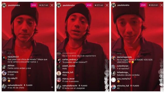 Paulo Londra presentó temas nuevos en un Instagram Live\u002E