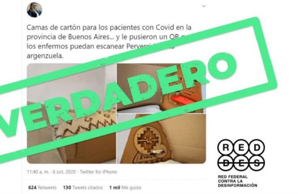 Es verdadero que la Provincia de Buenos Aires recibió una donación de camas de cartón fabricadas por la Untref