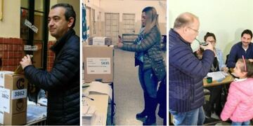 Javkin, Schmuck y Contigiani votando