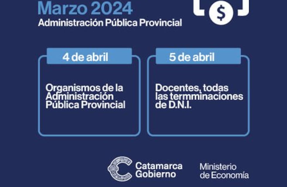 Este es el cronograma de pagos de la administración pública catamarqueña