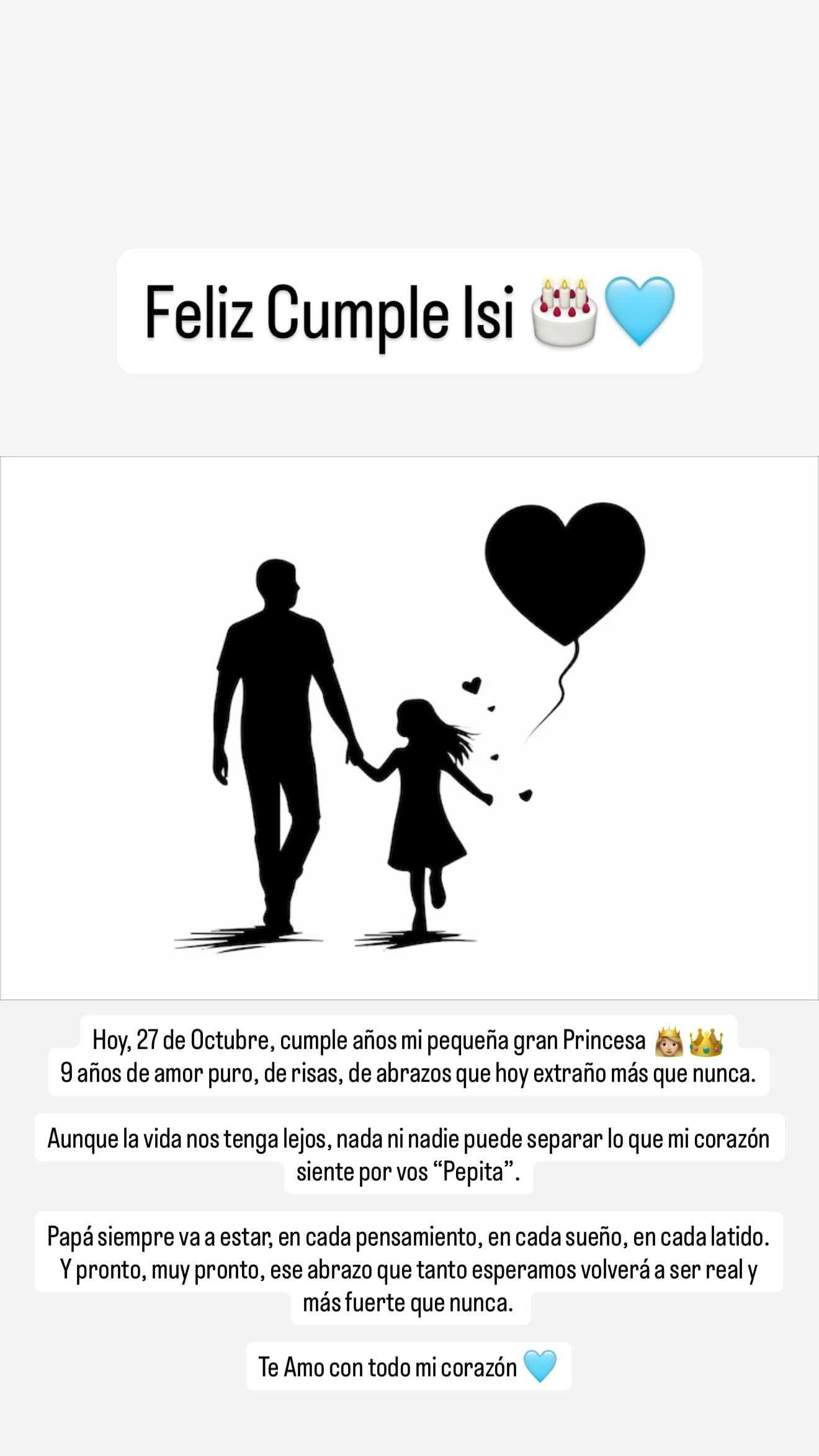 El mensaje que le dedicó Mauro Icardi a su hija menor el día de su cumpleaños.