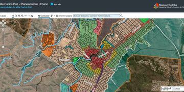 Mapa de Carlos Paz de la plataforma MapasCórdoba.