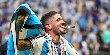 De Paul y su celebración en la Copa del Mundo. Foto: AFA..