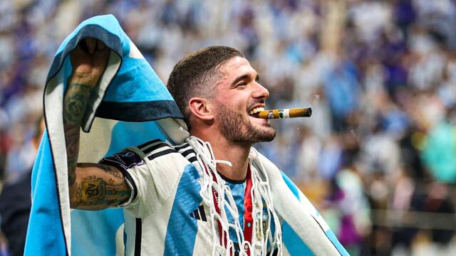 De Paul y su celebración en la Copa del Mundo. Foto: AFA..
