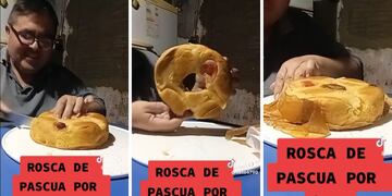 Compró una rosca de Pascua por 400 pesos, la probó y el video se hizo viral: “Unos mates y safa”.