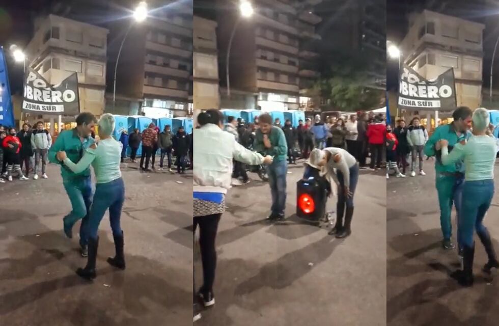 Cuarteto para el frío: con La Mona de fondo, una pareja la rompió bailando en el acampe del Polo Obrero en Córdoba