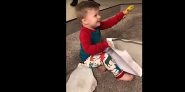 La tierna reacción de un nene ante un regalo inesperado en Navidad\u002E (Foto: Captura de pantalla)