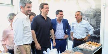 Marcos Peña con Eduardo Cáceres, Marcelo Orrego y Roberto Basualdo\u002E