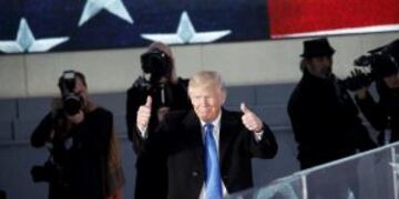 U.S. President-elect Donald Trump gives a thumbs-up at the