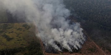 Smoke billows during a fire in an area of the Amazon rainforest near Porto Velho, Rondonia State, Brazil, Brazil August 21, 2019\u002E REUTERS/Ueslei Marcelino