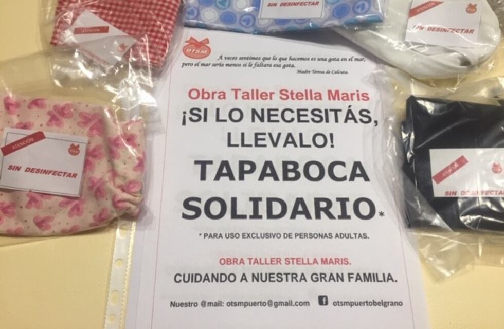 Puerto Belgrano: tapabocas solidarios del Taller Stella Maris