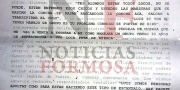 Denuncia presentada por la docente agredida\u002E