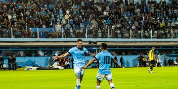 Pablo Vegetti y Mariano Miño, fórmula del gol en Primera Nacional, también apuntando a Copa Argentina (Prensa Belgrano).