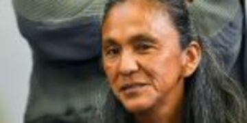 Argentine Milagro Sala, imprisoned leader of the Tupac Amaru neighborhood association, speaks during a court hearing in Jujuy on December 15, 2016.nSala, 52, is in jail since January 2016 for insurrection after having called for a protest against Jujuy's