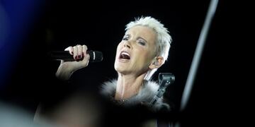 FILED - 19 March 2011, Cologne: Swedish singer Marie Frederiksson performs prior to the WBC World Championship fight at Lanxess Arena\u002E Frederiksson, part of the top-selling duo Roxette known for hits like \