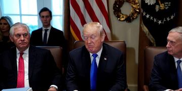 U\u002ES\u002E President Donald Trump, flanked by Secretary of State Rex Tillerson and Defense Secretary James Mattis, holds a cabinet meeting at the White House in Washington, U\u002ES\u002E, December 20, 2017\u002E REUTERS/Jonathan Ernst     TPX IMAGES OF THE DAY