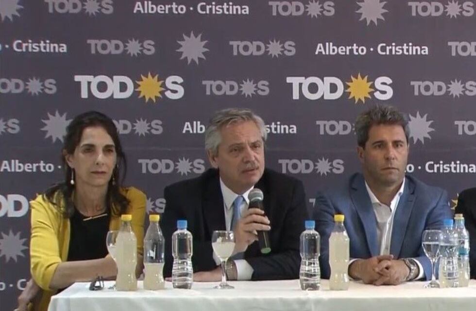 María Eugenia Bielsa acompañó a Alberto Fernández en un acto de campaña