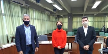Bloque del oficialismo en el Concejo de Rafaela: Jorge Muriel, Brenda Vimo y Juan Senn
