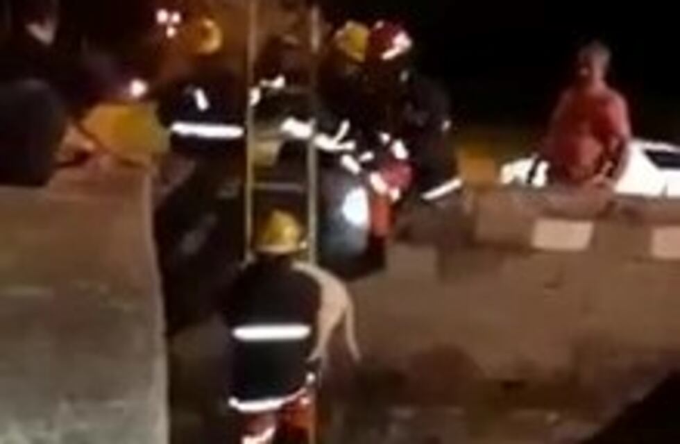 Bomberos Voluntarios de Arroyito rescataron a un perro caído en un desagüe (VIDEO)
