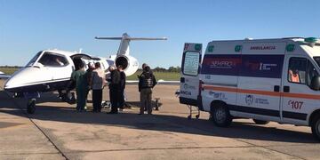 Okulovich fue trasladado en avión a Buenos Aires\u002E Foto: Gentileza\u002E