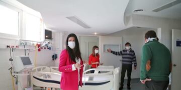 El sanatorio Houssay dispuso un espacio para casos exclusivos de coronavirus para afiliados al PAMI (Foto: Twitter Fernanda Raverta @FerRaverta)