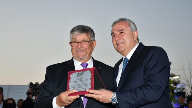 Jorge Gurrieri y el gobernador Gerardo Morales, en el acto de inauguración oficial de la Expojuy 2022.