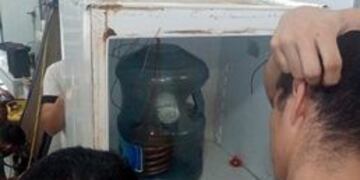 Santo Pipó\u002E En la escuela 214 construyeron un bebedero con material reciclado\u002E