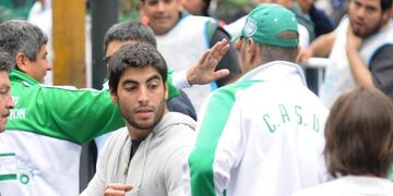 DYN24, BUENOS AIRES 14/03/13, EL DIPUTADO FACUNDO MOYANO, DURANTE EL ACTO ORGANIZADO JUNTO A LA CTA DE PABLO MICHELI, FRENTE AL MINISTERIO DE TRABAJO.rnFOTO-DYN/PABLO AHARONIAN. buenos aires facundo moyano acto conjunto de la cta y la cgt azopardo protesta frente ministerio trabajo dirigentes oposicion gremialistas protestas