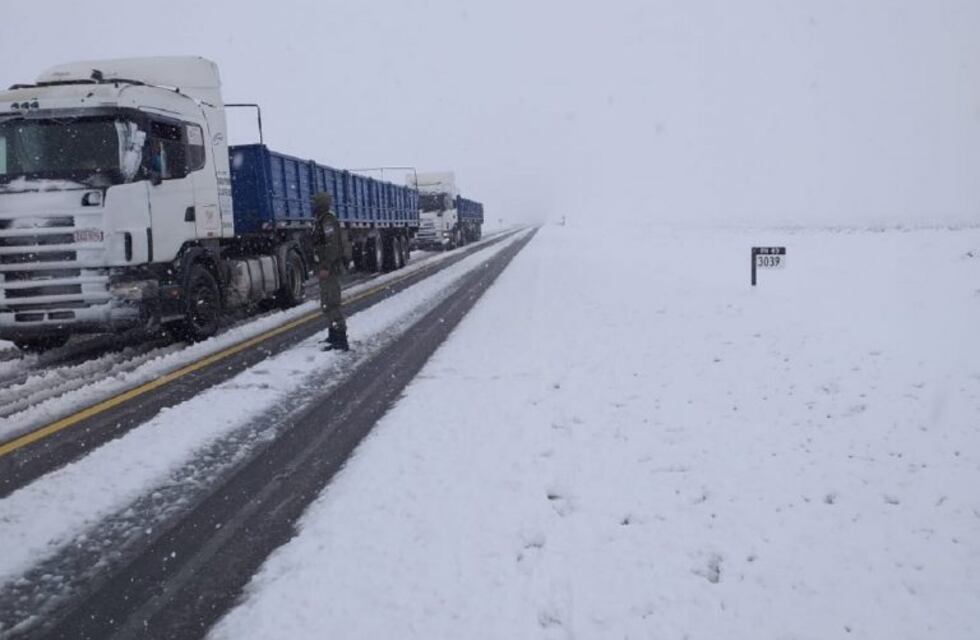 Llegó la nieve al sur mendocino y provocó cortes de rutas