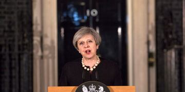 La primera ministra britu00e1nica, Theresa May, habla el 22/03/2017 en la sede delu00a0Gobierno,u00a0Downing Street 10, Reino Unido. May condenu00f3 los atentados perpetrados a las puertas del Parlamento en el centro de Londres como