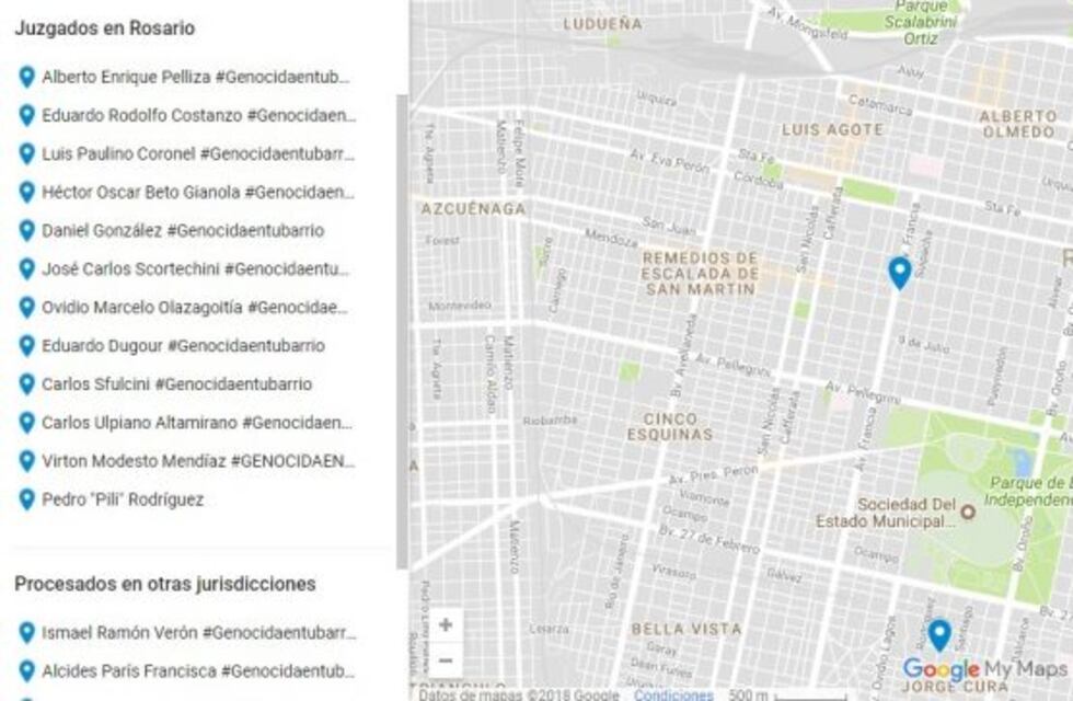 Campaña "Genocida En Tu Barrio": un mapa señala dónde están radicados quienes gozan de prisión domiciliaria