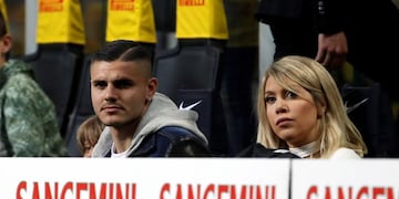 Mauro Icardi y Wanda Nara, enojados. (AP Photo/Antonio Calanni)