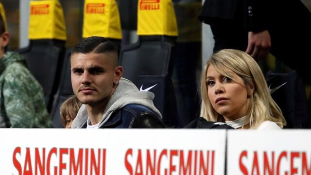 Mauro Icardi y Wanda Nara, enojados. (AP Photo/Antonio Calanni)