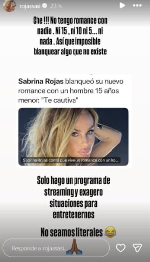 Esto fue lo que dijo Sabrina Rojas sobre su nuevo romance.