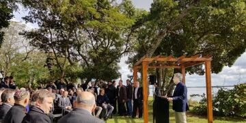 Macri en Paso de la Patria\u002E (Foto: Twitter)