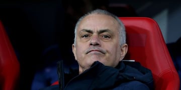 Tottenham Hotspur's Portuguese head coach Jose Mourinho follows the action from the sidelines during the UEFA Champions League football match between RB Leipzig and Tottenham Hotspur, in Leipzig, eastern Germany on March 10, 2020\u002E (Photo by Ronny HARTMANN / AFP)
