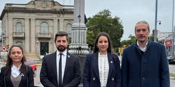 Valeria Soltermam,  Juan Senn, Maria Paz Caruso y Martín Racca, el bloque de concejales del PJ de Rafaela