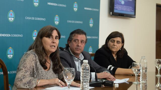 Los ministros de Salud, Gobierno y Turismo y Cultura  cuando hace un año anunciaron la emergencia sanitaria en Mendoza