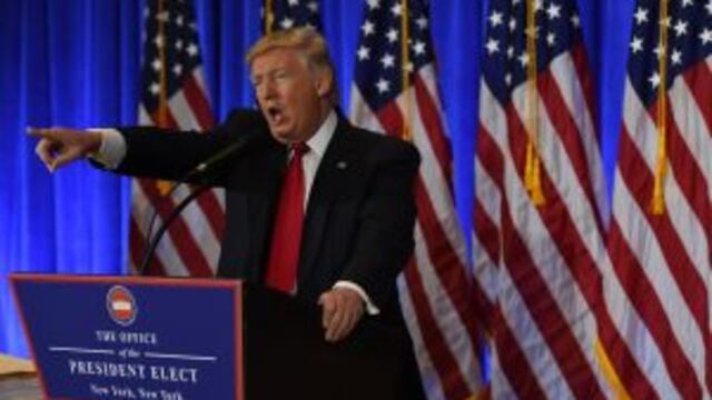 US President-elect Donald Trump speaks during a press conference January 11, 2017 at Trump Tower in New York.nTrump held his first news conference in nearly six months Wednesday, amid explosive allegations over his ties to Russia, a little more than a wee