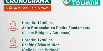Tolhuin cumple un nuevo aniversario y este año se celebra con diferentes actividades que tendrán lugar el día sábado 9 de Octubre y se extenderán durante todo el mes.